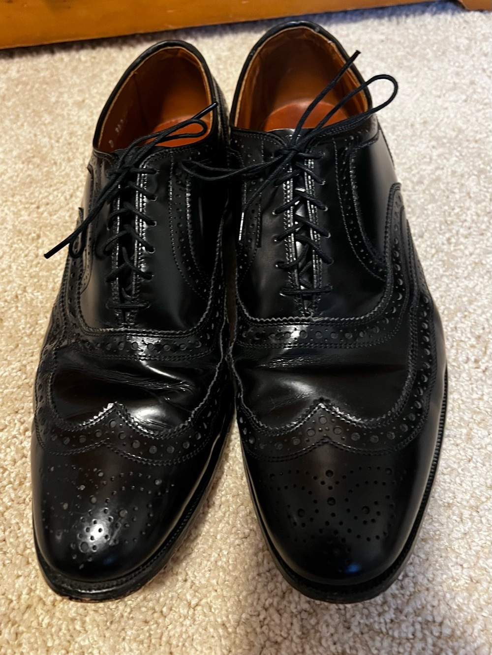 Allen Edmonds McAllister Black Leather Wingtip Dress Shoes 10D made in USA